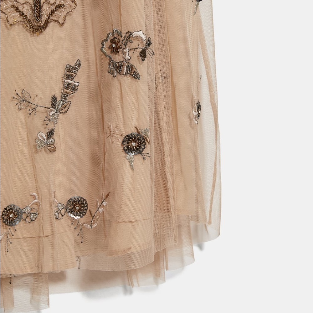 ZARA BNWT Embroidered Dress with Beading - Picture 8 of 10